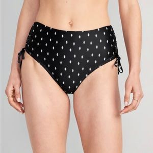 🆕 Old Navy Women’s High Waisted Tie Cinched Bikini Swim Bottoms Black White M